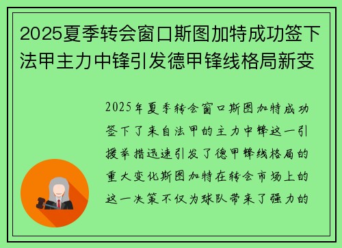 2025夏季转会窗口斯图加特成功签下法甲主力中锋引发德甲锋线格局新变化